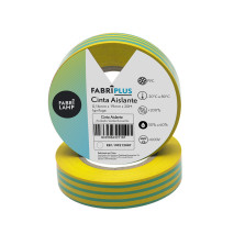 Rollo Cinta Aislante Pvc Verde/amarillo 19mmx20m  Para Electricista Flexible Y Duradera