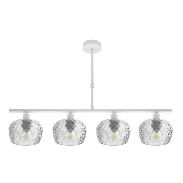 lampara Estela 4xe14 Blanca Regx75x13 Cm C/tulipas Cristal Tallado Transparente