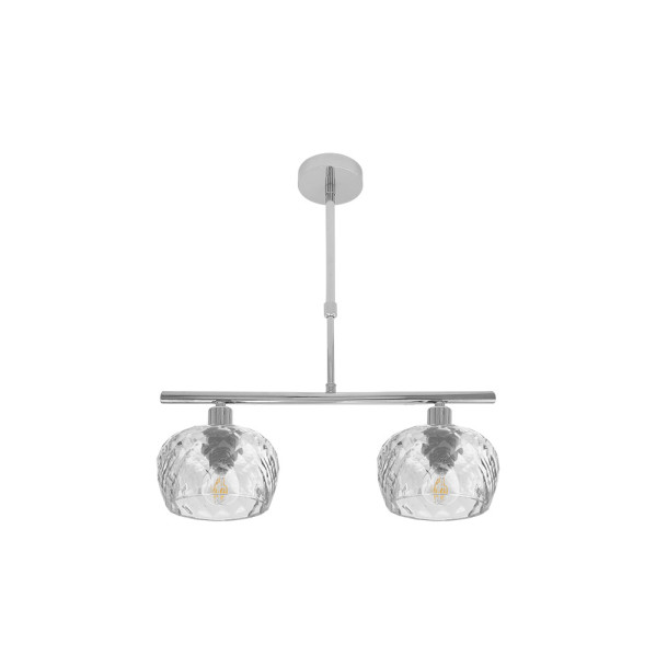 lampara Estela 2xe14 Cromo Regx41x13 Cm C/tulipas Cristal Tallado Transparente 