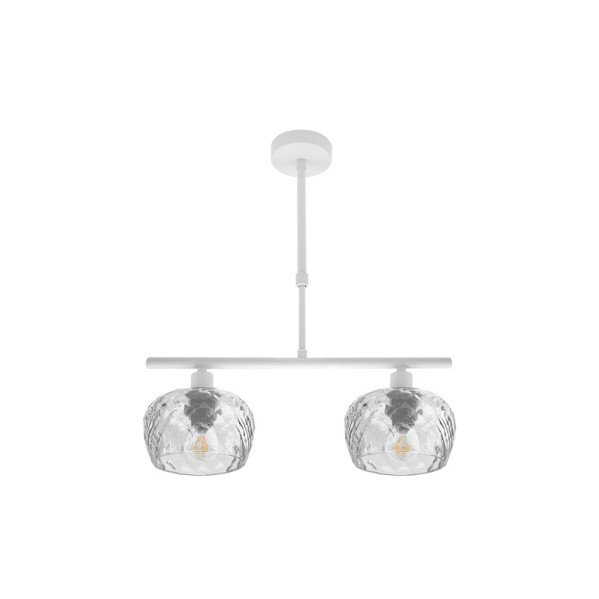 lampara Estela 2xe14 Blanca Regx41x13 Cm C/cristal Tallado Transparente