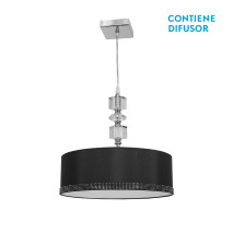 Colgante Siros 2xe27 Cromo/negro Regx45x45 Cm Difusor Incluido