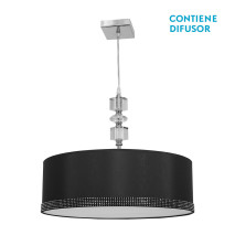 Colgante Siros 2xe27 Cromo/negro Regx60x60 Cm Difusor Incluido