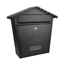 Buzon De Correo Olena Acero Galvanizado Negro 37x36x13,5 Cm Tejado Antilluvia, Cerradura Cilindrica