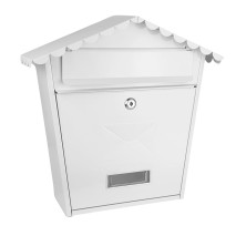 Buzon De Correo Olena Acero Galvanizado Blanco 37x36x13,5 Cm Tejado Antilluvia, Cerradura Cilindrica