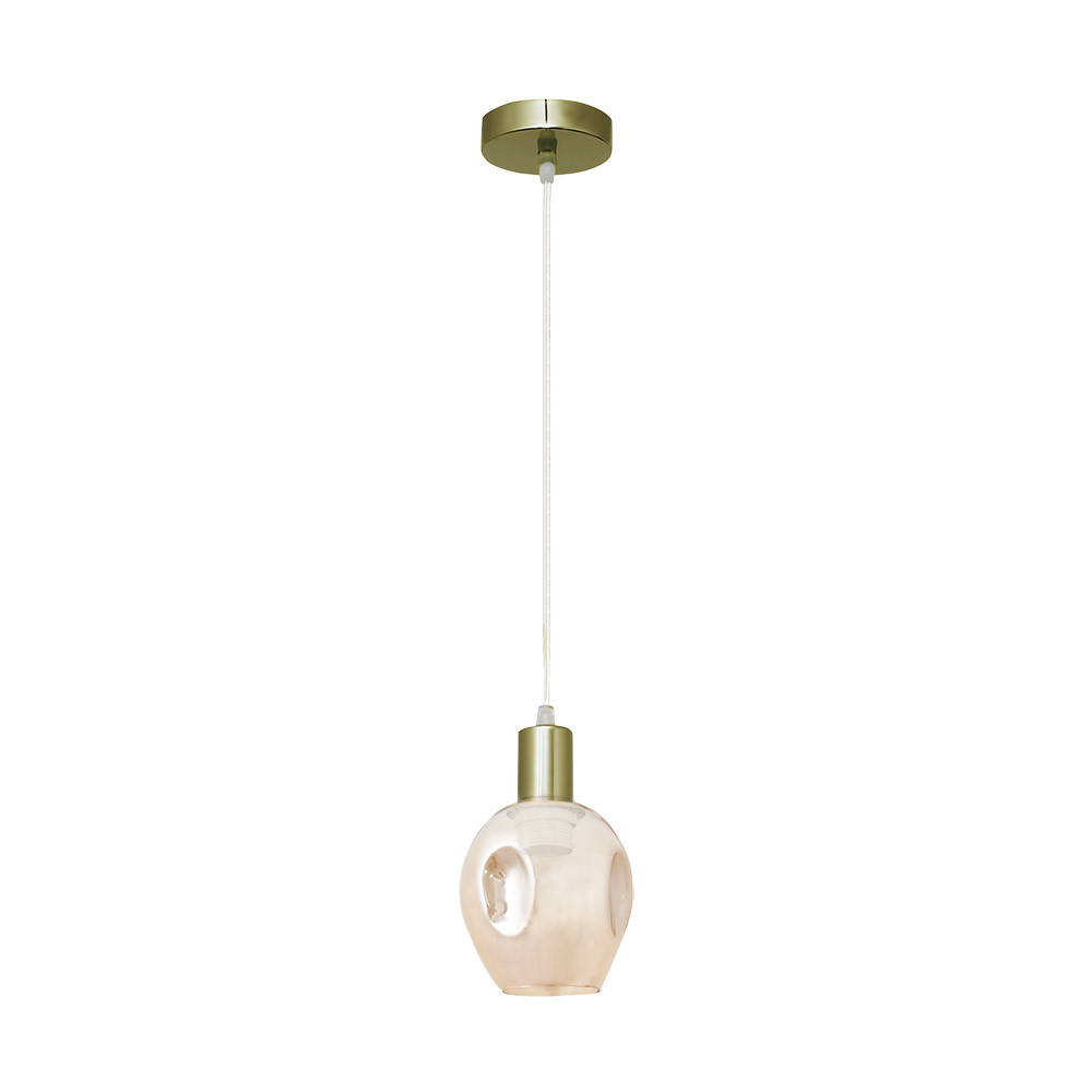Colgante Meteoro 1xe27 Cuero/ambar Regx14 3 Oquedades