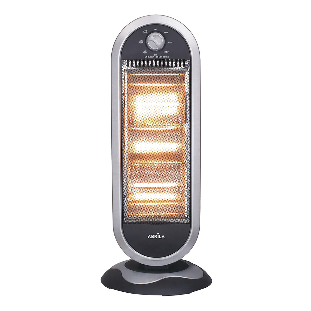 Estufa Elect.candente 1200w Negro/plata 3potencias Oscilante 3elememtos Asa Y Antivuelco 70x30x30cm