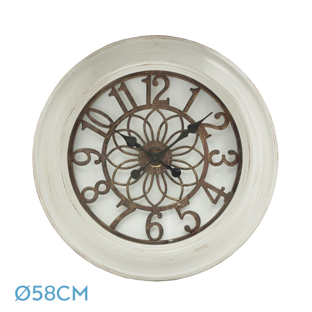 Reloj De Pared Kumico Blanco 58d Agujas Retro Industrial Gran Tamaño