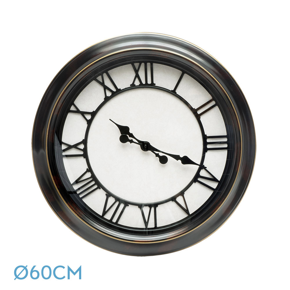 Reloj De Pared Almita Negro Rustico 60d Agujas Retro Industrial Gran Tamaño