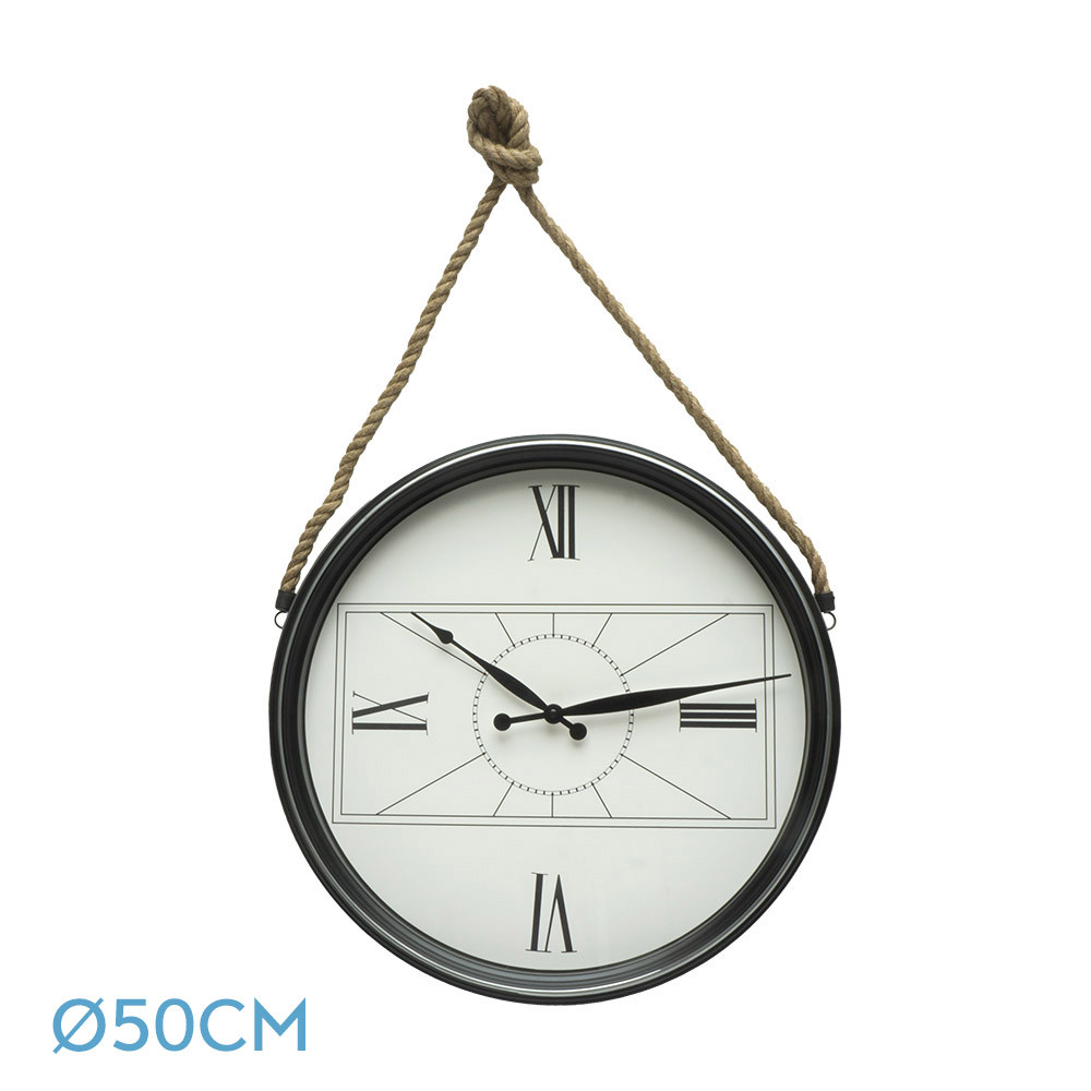 Reloj De Pared Zaman Negro 50d C/cuerda Agujas Espada