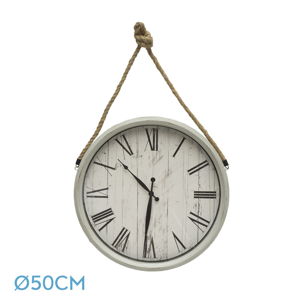 Reloj De Pared Zaman Blanco 50d C/cuerda Agujas Espada