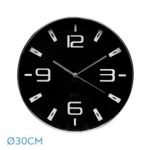 Reloj De Pared Aroa Plata/negro 30d  Movimiento Continuo