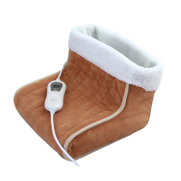 calientapies Electrico Relax 100w Camel/blanco 24x30x30cm 3niveles Calor Apagado Automatico Lavable