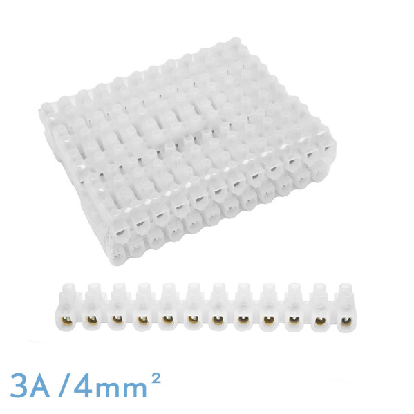 regleta Ficha De Empalme 3a/4mm2 Pe Semitransparente 12 Fichas Flexible Y Facil De Cortar
