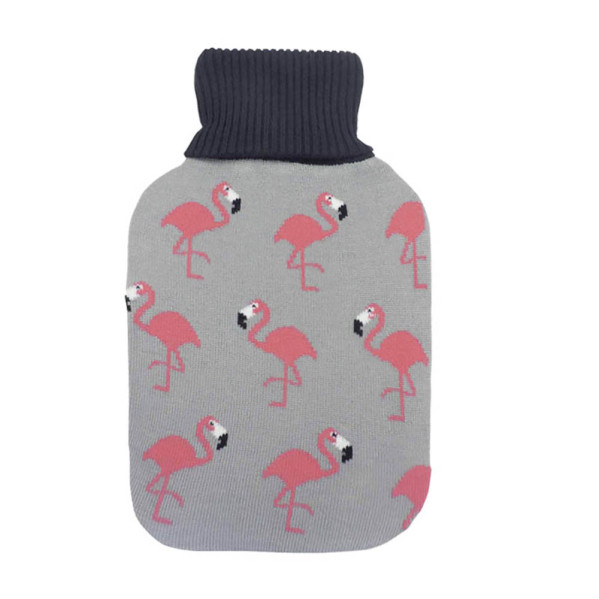 bolsa Agua Caliente Mimo 1,7l Forro Gris Flamencos 20x32x4cm Flexible Agradable Al Tacto
