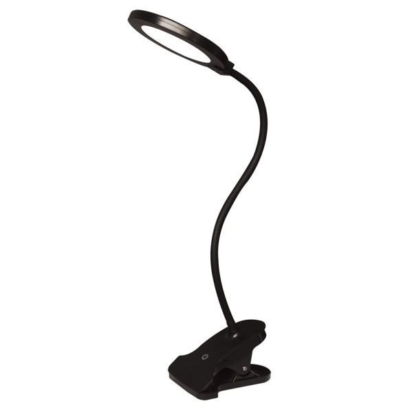 Flexo Ductil 7w 3000-4500-6000k Negro 595lm Dimable Flexible Y Orientable C/pinza 59x14x14cm