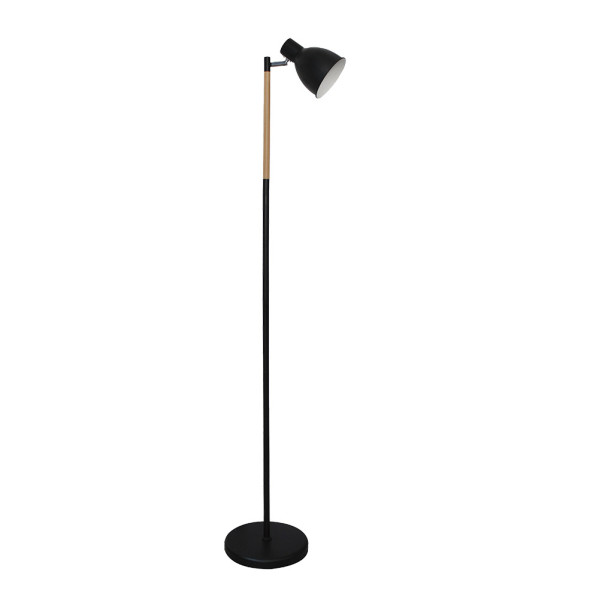 pie De Salon Afocar 1xe27 Negro/haya Orientable 140x25x25 Cm