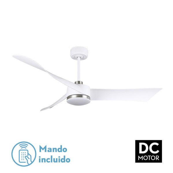 ventilador Dc Tempel 26w Blanco/niquel 3 Aspas 132d 6vel. 3000k, 4000k, 6500k 2950lm  C/remoto, Memoria Y Temporizador