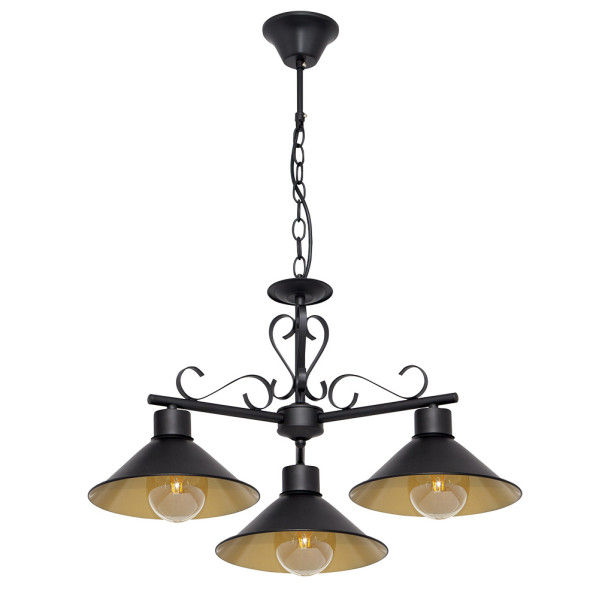 lampara Azalea 3xe27 Negro/oro Regx54x54 Cm
