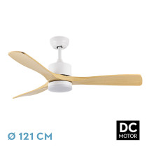 Ventilador Dc Azabache 20w Blanco 3asp.haya 6vel 3 Col 40/50x121d 2350lm Remoto,memor,tempo