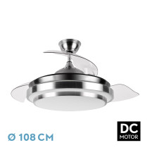 Ventilador DC Ibe 72w 6117lm Niquel 3 Asp.desp. 108d 3000-4000-6000k Remoto, Memoria Y Temporizador