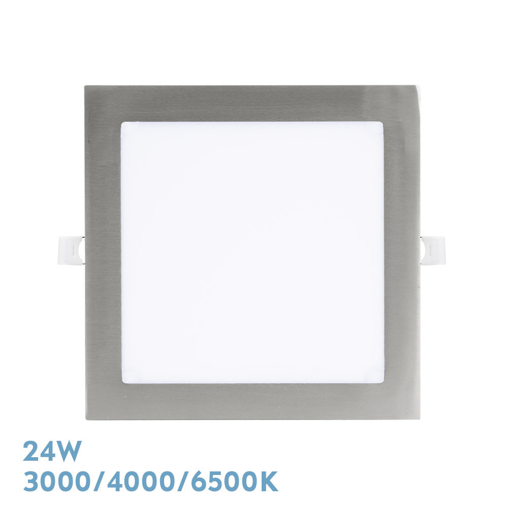 Downlight Empotrar Abaco 24w 3000-4000-6500k Niquel 2160lm Cuadrado 1,3x22,5x22,5cm Corte 20d
