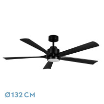 Ventilador Dc Cairo 24w 2400lm Negro 5aspas 132d  3000k,4500k,6000k Remoto+temporizador+memoria