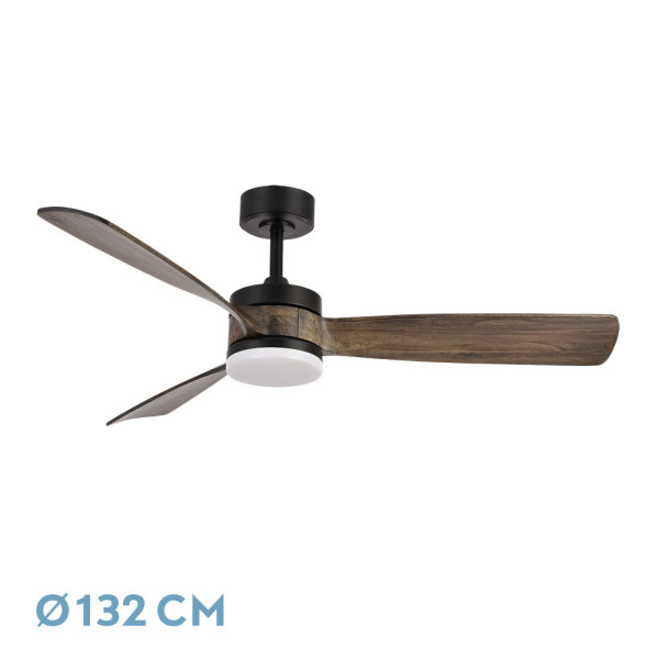 ventilador Dc Oriente 26w Negro 3 Aspas Roble 132d 6vel 3colores 2950lm Remoto,temporizador,memoria 24