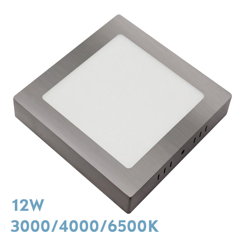 Downlight Superf.gabro 12w 3000k-4000k-6500k Niquel 1080lm 3,5x17x17 Cm
