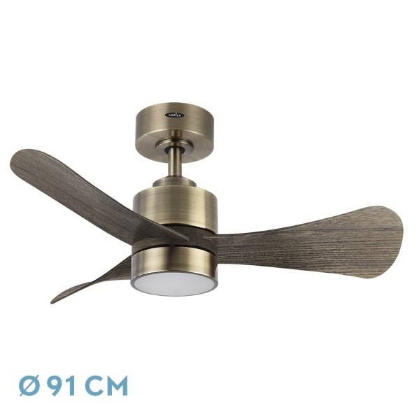 Ventilador Dc Zepelin 18w 1900lm Cuero/roble 3aspas 91d 3000-4000-6500k Remoto,memoria Y Temporizador