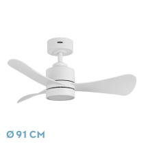 Ventilador Dc Zepelin 18w 1900lm Blanco 3aspas 91d 3000-4000-6500K Remoto,memoria Y Temporizador