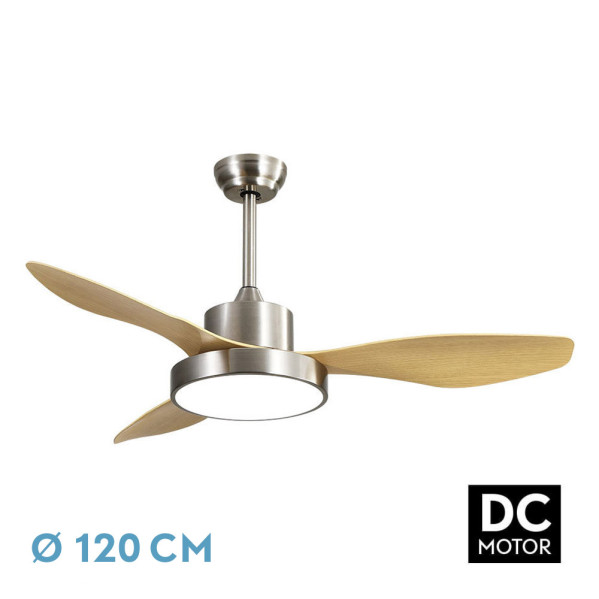 ventilador DC Hayate  48w 4080lm Niq/haya 3 Asp 39/54x120x120cm 3000-4000-6000k C/remoto, Memoria Y Temporizador