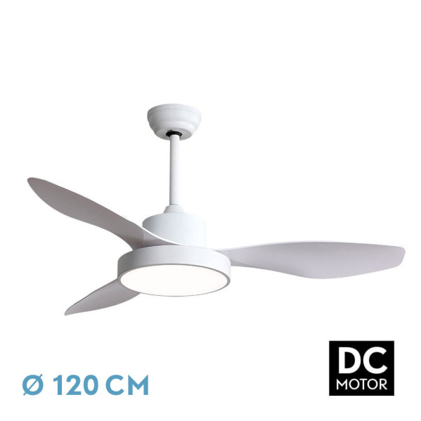 ventilador Dc Hayate 48w 4080lm Blanco 3 Asp 39/54x120x120cm 3000-4000-6000k C/remoto, Memoria Y Temporizador