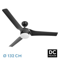 Ventilador Dc Montijo 24w Negro 3aspas 6vel 132d 2424 Lm 3000-4000-6500k Remoto+regulador Intensidad+temporizador+memoria