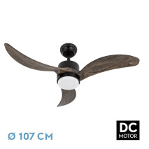 Ventilador Dc Bembezar 24w Negro 3aspas Roble 107d 2424 Lm 3000-4000-6500k Remoto+regulador Intensidad+temporizador+memoria