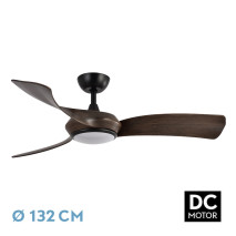 Ventilador Dc Cerdeña 30w 2950lm Negro/roble 3aspas 3000k,4500k,6000k Regulable Intensidad+ Remoto+ Temporizador+ Memoria