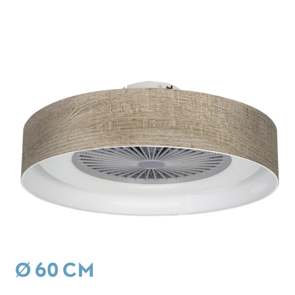 ventilador Jerte 72w Madera Gris 60d 3000-4000-6000k 5asp 8000lm Remoto,memori,reg.int,temporizador