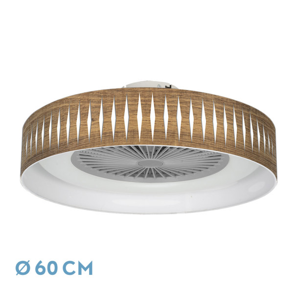 ventilador Piron 72w Madera Oscura/blanco 60d 3000-4000-6000k 5 Asp 8000lm Remoto, Reg Int, Temporizador