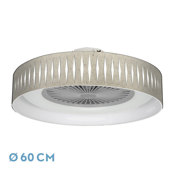 ventilador Piron 72w Cemento Gris/blanco 60d 3000-4000-6000k 5 Asp 8000lm Remoto, Reg Int, Temporizador