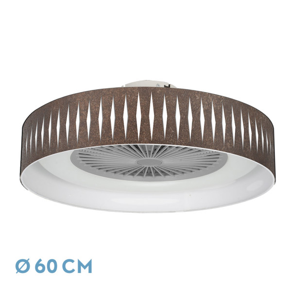 ventilador Piron 72w Oxido/blanco 60d 3000-4000-6000k 5 Asp 8000lm Remoto, Reg Int, Temporizador