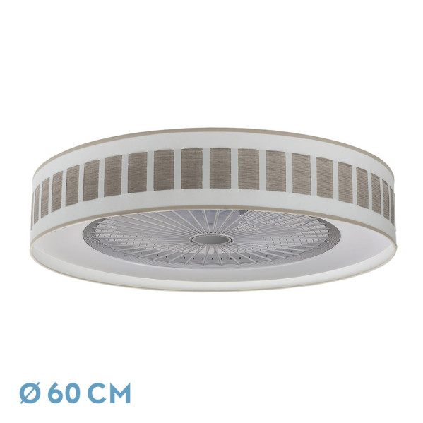 ventilador Ivanna 72w Blanco-mad.Gris 8000lm 3 Velocidades 5 Aspas 3col Remoto,memoria,temporizador,reg.Intensidad 25x60x60 Cm