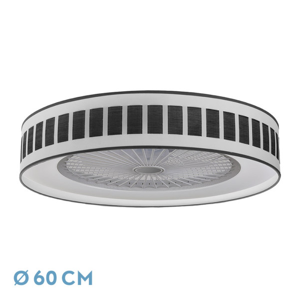 ventilador Ivanna 72w Blanco-mad. Negra 8000lm 3 Velocidades 5 Aspas 3col Remoto,memoria,temporizador,reg.Intensidad 25x60x60 Cm