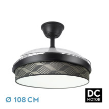 Ventilador Dc Moda 72w Negro/tetris Gris 108d 3aspas 7200lm 3000-4000-6000k Remoto+memoria+temporizador