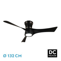 Ventilador Dc Tianas 18w Negro 3aspas 132d Regulable Intensidad 2250lm 3000k,4000k,6000k Remoto+temporizador+memoria