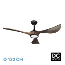 Ventilador Dc Viana 18w Negro/roble 3aspas132d Regulable Intensidad 2250lm 3000k, 4000k, 6000k Remoto+ Temporizador+ Memoria