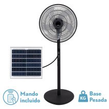Ventilador De Pie Solar Rialto Negro 30w 3vel 5aspas Puerto Usb Bateria Litio 112x41x38cm
