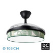 Ventilador Dc Moda 72w Negro/hoja Verde 108d 3aspas 7200lm 3000k,4000k,6000k Remoto+memoria+temporizador