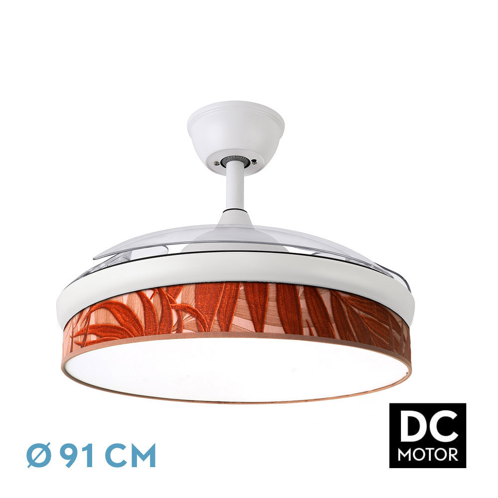 Ventilador Dc Moda 72w Blanco/hoja Caldera 91d 3aspas 7200lm 3000k, 4000k, 6000k Remoto+ Memoria+ Temporizador