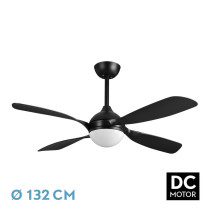 Ventilador Dc Livorno 30w 3250lm Negro 132d 4aspas 3000k,4500k,6000k, Remoto+ Temporizador+ Memoria