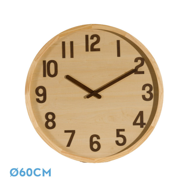 Reloj De Pared Borgoña Madera Clara 60x60x5cm Movimiento Continuo