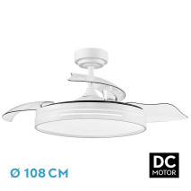 Ventilador DC 72w Micenas Blanco 3 Aspas Transp. 108d 6 Veloc. 7200lm 3 Colores  C/remoto, Reg.intensidad, Memoria Y Temporiz.25